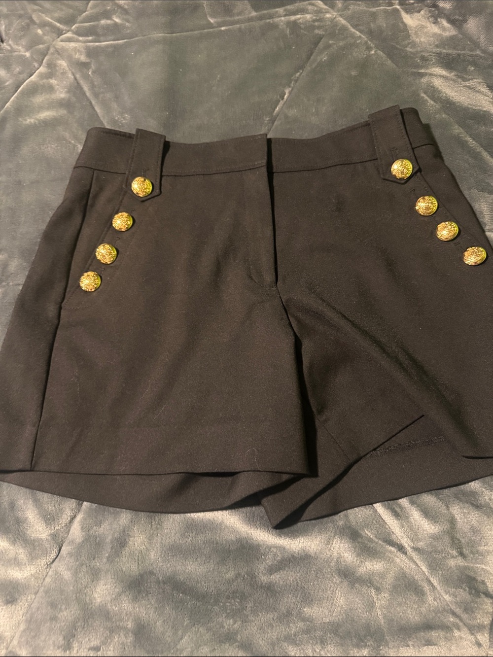 Black High-Waist Sailor Shorts with Gold Buttons